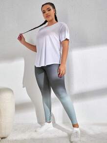 Yoga Trendy Plus Cut Out Drawstring Back Sports Set - Multicolor - View 6