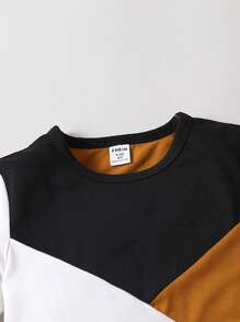 SHEIN Bộ thời trang bé trai Sọc bên Khối Màu Giải trí - Nhiều màu - Xem 5