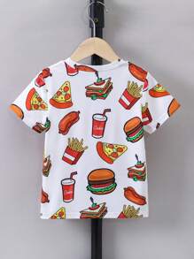 SHEIN 夏季小男孩白色卡通休閒可愛常規袖圓領T恤 - 白色 - 查看 2