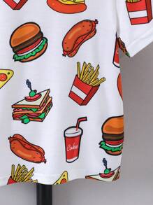 SHEIN 夏季小男孩白色卡通休閒可愛常規袖圓領T恤 - 白色 - 查看 4