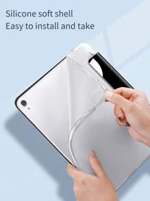 具有創意和有趣表情圖案的矽膠平板套，設有筆槽，可摺疊和防滑，支援睡眠/喚醒功能，與三星、華為、小米、iPad等平板電腦兼容 - 彩色 - 查看 3