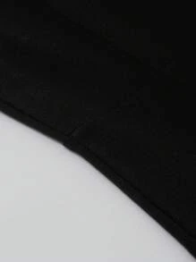 HOMEYEE Contrast Trim Bodycon Dress - Black - View 3