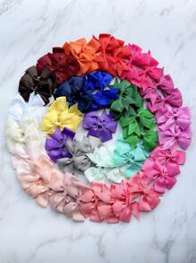 48个/包纯色纹理丝带蝴蝶结发夹，儿童适用（颜色随机），返校季 - 彩色 - 查看 1