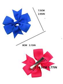 48个/包纯色纹理丝带蝴蝶结发夹，儿童适用（颜色随机），返校季 - 彩色 - 查看 4