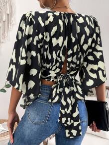 SHEIN Privé Áo sơ mi nữ Buộc lại Tất cả trên in Giải trí - Nhiều màu - Xem 2