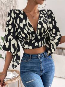 SHEIN Privé Áo sơ mi nữ Buộc lại Tất cả trên in Giải trí - Nhiều màu - Xem 5
