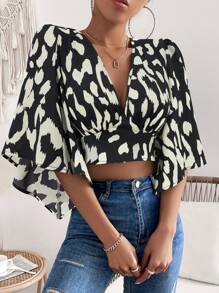 SHEIN Privé Áo sơ mi nữ Buộc lại Tất cả trên in Giải trí - Nhiều màu - Xem 6