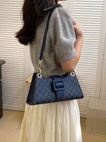 字母圖案法棍包金屬氣眼裝飾 - 黑色 - 查看 1