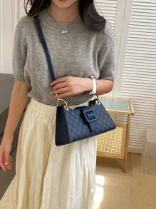 字母圖案法棍包金屬氣眼裝飾 - 黑色 - 查看 2