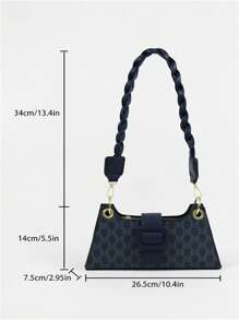 字母圖案法棍包金屬氣眼裝飾 - 黑色 - 查看 3