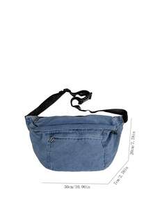 極簡腰包大碼牛仔學院可調整肩帶 - 淺藍色 - 查看 3