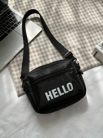 迷你字母圖案小牛津休閒女士斜挎包