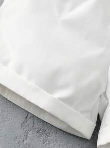 SHEIN 年輕女孩2入組，休閒單肩喇叭袖上衣和蝴蝶紙袋彈性腰短褲，夏季穿著 - 彩色 - 查看 4