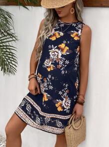 SHEIN Maternity Floral Print Keyhole Back Tank Dress - Multicolor - View 1