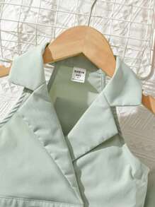 SHEIN Toddler Girls Double Button Vest Blazer & Trousers - Mint Green - View 4