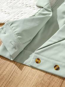 SHEIN Toddler Girls Double Button Vest Blazer & Trousers - Mint Green - View 7