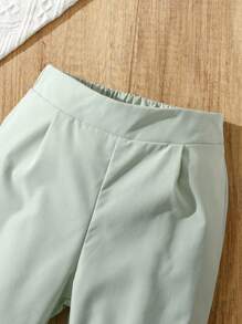 SHEIN Toddler Girls Double Button Vest Blazer & Trousers - Mint Green - View 8