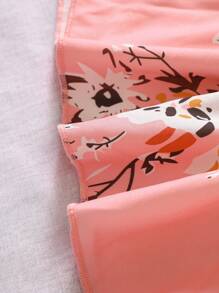 SHEIN Vestido de princesa con estampado floral, mangas cortas y cinturón, apropiado para fiestas y vacaciones de verano, para niñas jóvenes - Rosa - Ver 5