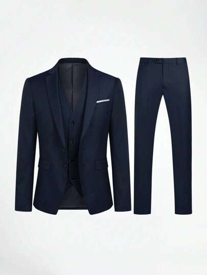 CLOUDSTYLE Hombres con botón Blazer & Blazer chaleco con pantalones Traje Set