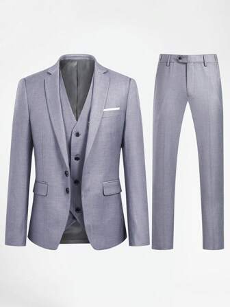 CLOUDSTYLE Men Lapel Collar Flap Detail Blazer & Vest Blazer & Pants