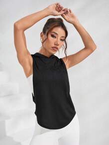 Easithlete 標語圖案連帽運動衛衣 - 黑色 - 查看 5