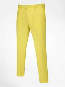 CLOUDSTYLE Bộ đồ nam Nút phía trước màu trơn Công việc - Màu vàng - Xem 3