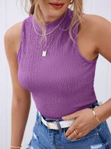 SHEIN LUNE Camiseta de tirantes sólida - Lila Púrpura - Ver 3