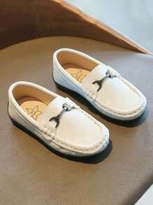 小女童金屬牌裝飾樂福鞋 - 白色 - 查看 1