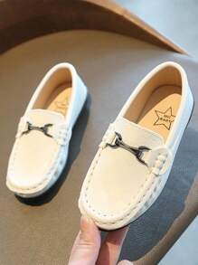 小女童金屬牌裝飾樂福鞋 - 白色 - 查看 2