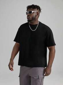 Manfinity Men Plus Japanese Letter & Chinese Dragon Graphic Tee - Black - View 3