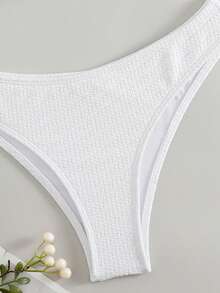 Bộ Bikini Nữ Xù màu trơn - trắng - Xem 7