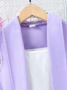 SHEIN Tween Girl Solid Cami Top & Shorts & Vest Coat