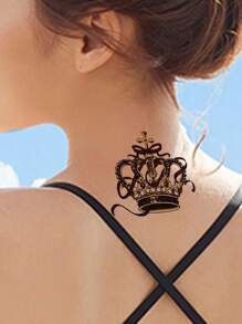 1張皇冠圖案紋身貼紙 - 彩色 - 查看 4