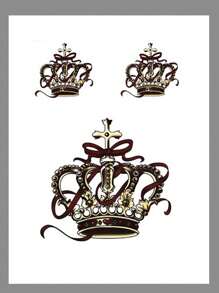 1張皇冠圖案紋身貼紙 - 彩色 - 查看 6