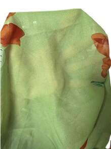 Floral Print Chiffon Kimono - Olive Green - View 7