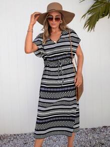 SHEIN LUNE Đầm Dây kéo Bộ lạc Boho - Nhiều màu - Xem 7