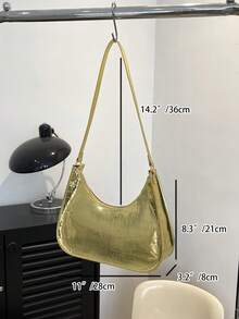 Crocodile Embossed Hobo Bag Gold Funky With Zipper - Hot Pink - View 3