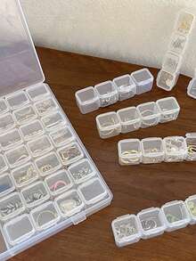 1pc Plastic Jewelry Storage Box, Minimalist Clear Multi-grid Jewelry Box For Home - Clear - View 5