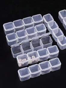 1pc Plastic Jewelry Storage Box, Minimalist Clear Multi-grid Jewelry Box For Home - Clear - View 6