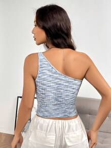 SHEIN EZwear Áo nữ màu trơn Giải trí - Màu xanh lam - Xem 2