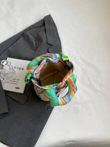 Cartoon Cat Pattern Square Bag Fashionable Double Handle For Daily