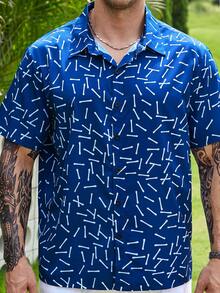 Manfinity Homme Men Plus Allover Print Shirt - Blue - View 7