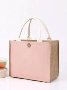 1 Túi Tote Vải Bố Đa Năng Di Động Dung Tích Lớn Đay Mua Sắm Túi Xách Du Lịch Túi Đi Biển Cho Nam Và Nữ Dành Cho Học Sinh Du Lịch - Hồng - Xem 1