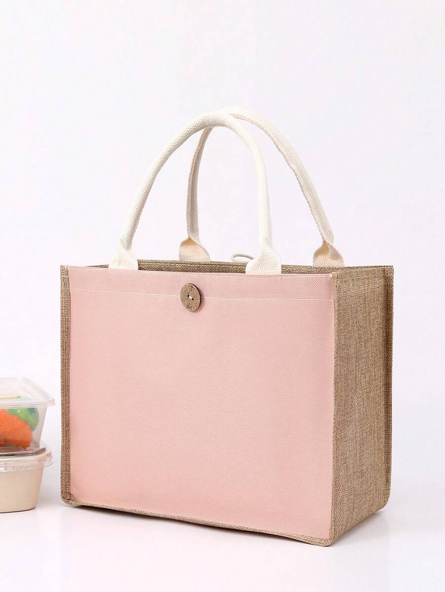 1 Túi Tote Vải Bố Đa Năng Di Động Dung Tích Lớn Đay Mua Sắm Túi Xách Du Lịch Túi Đi Biển Cho Nam Và Nữ Dành Cho Học Sinh Du Lịch - Hồng - Xem 1