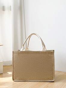 1 Túi Tote Vải Bố Đa Năng Di Động Dung Tích Lớn Đay Mua Sắm Túi Xách Du Lịch Túi Đi Biển Cho Nam Và Nữ Dành Cho Học Sinh Du Lịch - Hồng - Xem 2