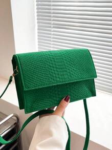 Túi Vuông Dập Nổi Da Rắn Nắp Xanh Thời Trang - màu xanh lá - Xem 2