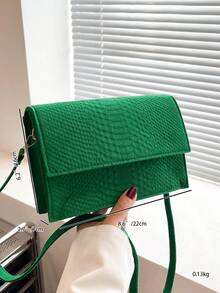 Túi Vuông Dập Nổi Da Rắn Nắp Xanh Thời Trang - màu xanh lá - Xem 5