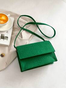 Túi Vuông Dập Nổi Da Rắn Nắp Xanh Thời Trang - màu xanh lá - Xem 6