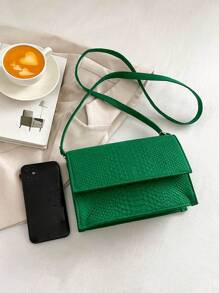 Túi Vuông Dập Nổi Da Rắn Nắp Xanh Thời Trang - màu xanh lá - Xem 7