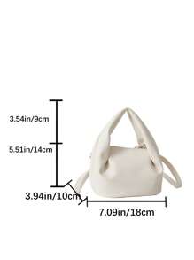 Mini Bucket Bag PU Litchi Embossed White Elegant - White - View 3